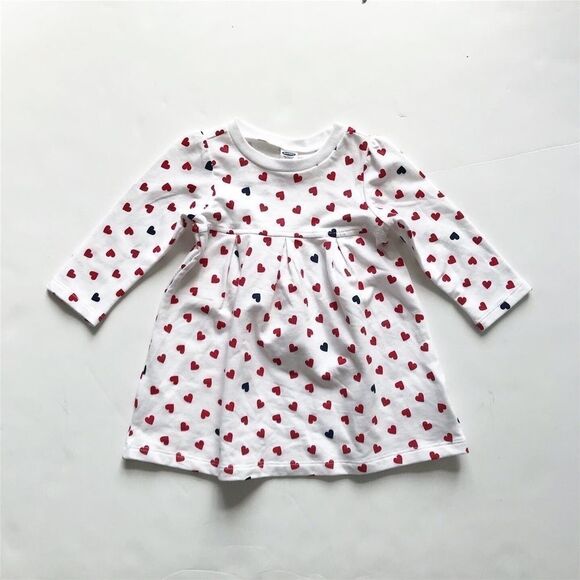 Old Navy heart print sweatshirt dress EUC 6-12m - Picture 1 of 2